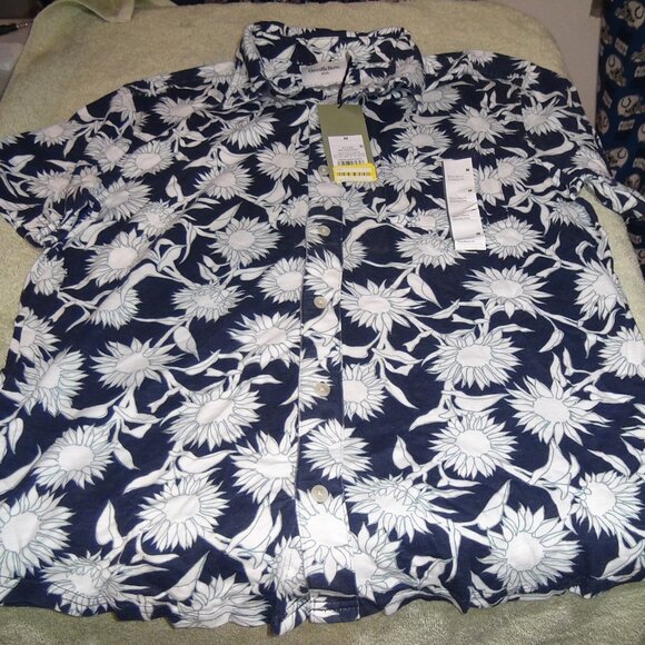 Goodfellow Men's Button-Up Short Sleeve Shirt Navy Blue Floral Print M, L - Picture 1 of 14